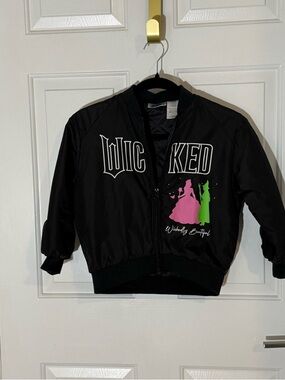 Wicked Graphic Black Kids Bomber Jacket with Pink & Green Accents